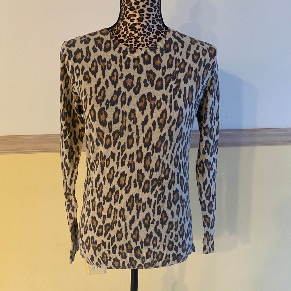 Banana‎ Republic Leopard Print Long Sleeve Sweater Top Women's Size S